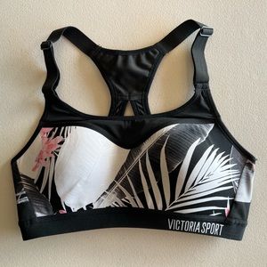Victoria Secret Victoria Sport Floral White/Black/Pink Women Sports Bra Size 32B